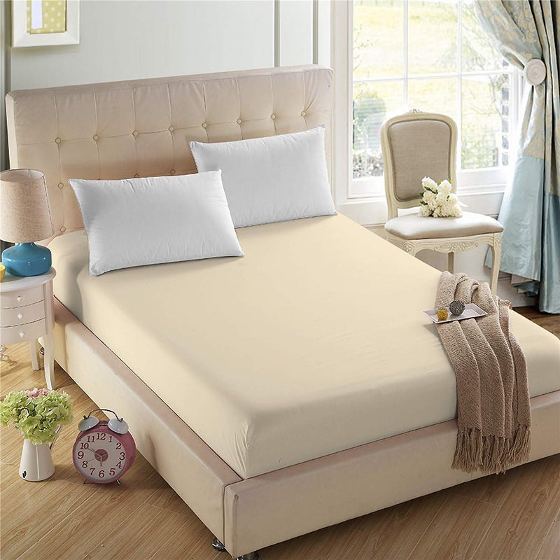 4U'LIFE 2-Pack Fitted Sheets,Prime 1800 Series, Ultra Soft & Comfortable, Double Brushed Microfiber, (Dull Beige, 2-Pack Twin) - Image 1